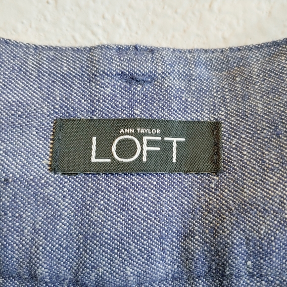 LOFT Blue Marisa Trousers Wide-Leg Linen Blend - Picture 6 of 11